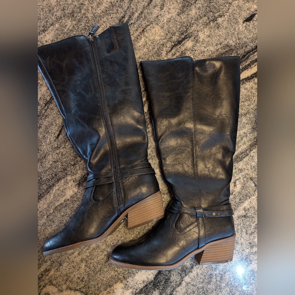 Dr Scholl's Black Boots Knee High Like New Manmade Material Size 9.5 - Picture 13 of 13